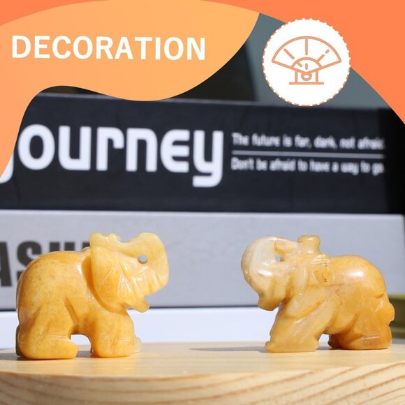 Yellow Jade Crystals Elephant Décor Cute Desk Stones Figurine Natural Gemston - Picture 4 of 6